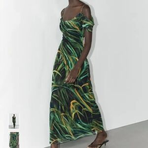 Zara Green and Yellow Maxi Dress